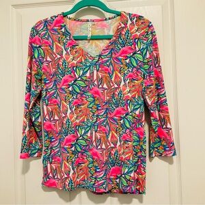 Lulu-B Pink Flamingo Floral Top